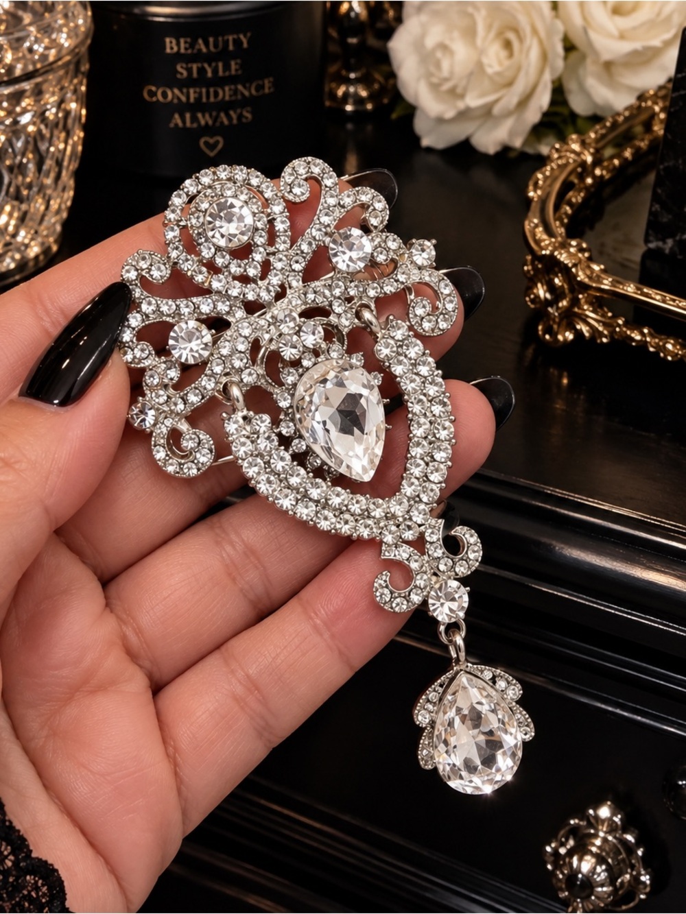 Eleanor ShuMark Elegant Crystal Statement Brooch NWT